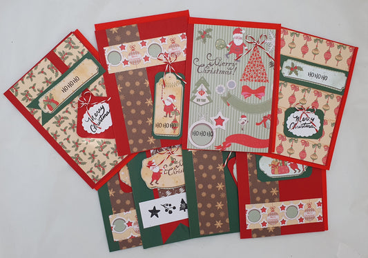 Christmas Cards Bold Colour Vintage - set of 8 cards with envelopes