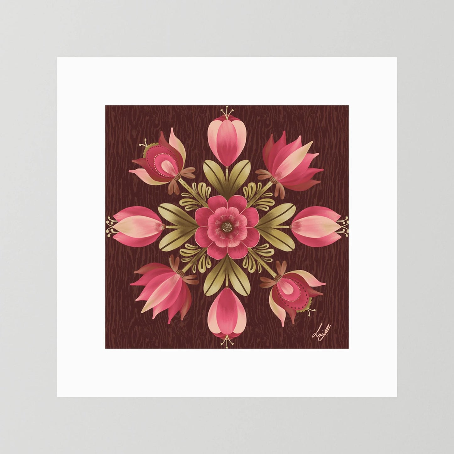 Folk Art Wooden Box - Fine Art Paper Print