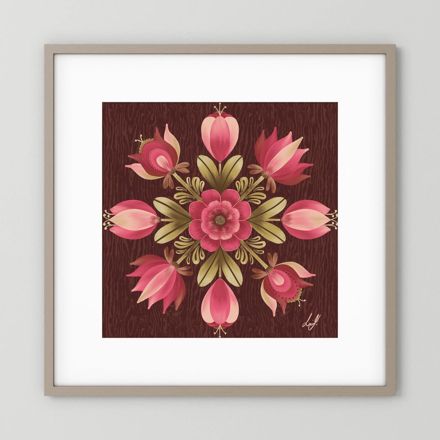 Folk Art Wooden Box - Fine Art Paper Print