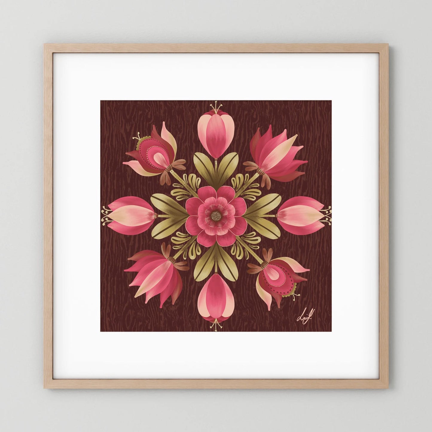 Folk Art Wooden Box - Fine Art Paper Print