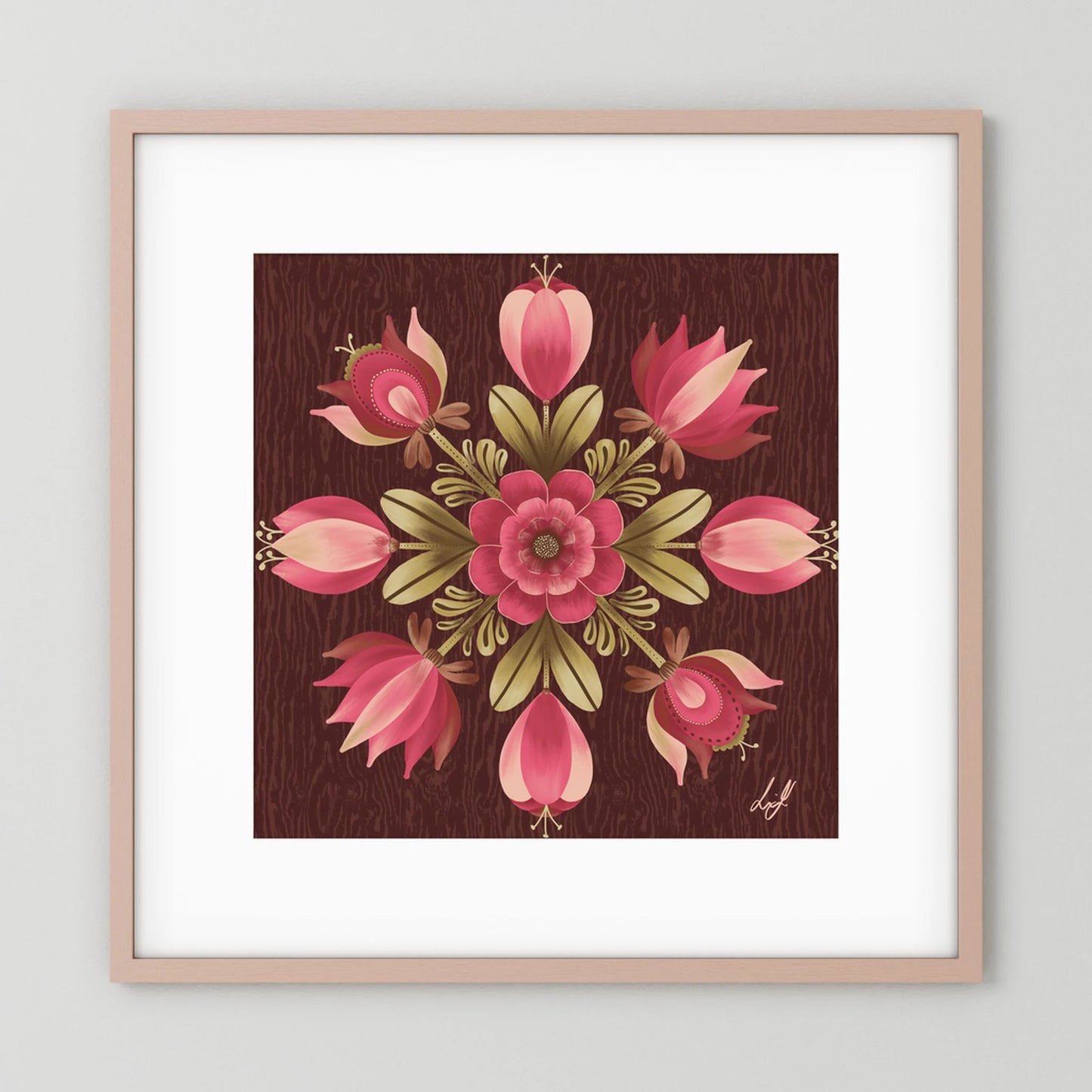 Folk Art Wooden Box - Fine Art Paper Print