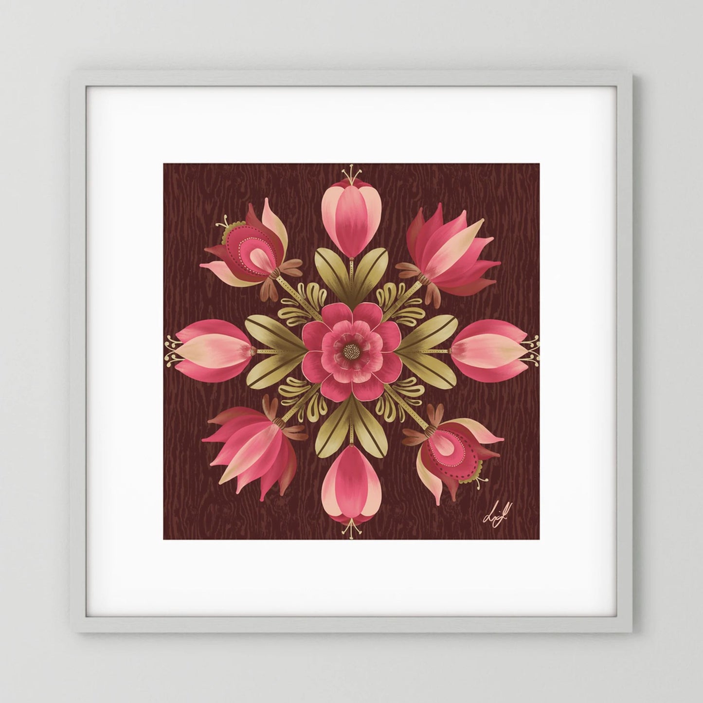 Folk Art Wooden Box - Fine Art Paper Print