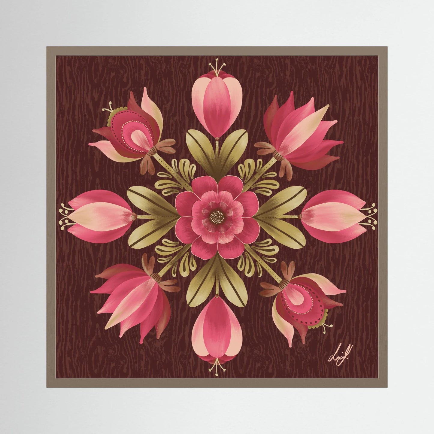 Folk Art Wooden Box - Fine Art Paper Print