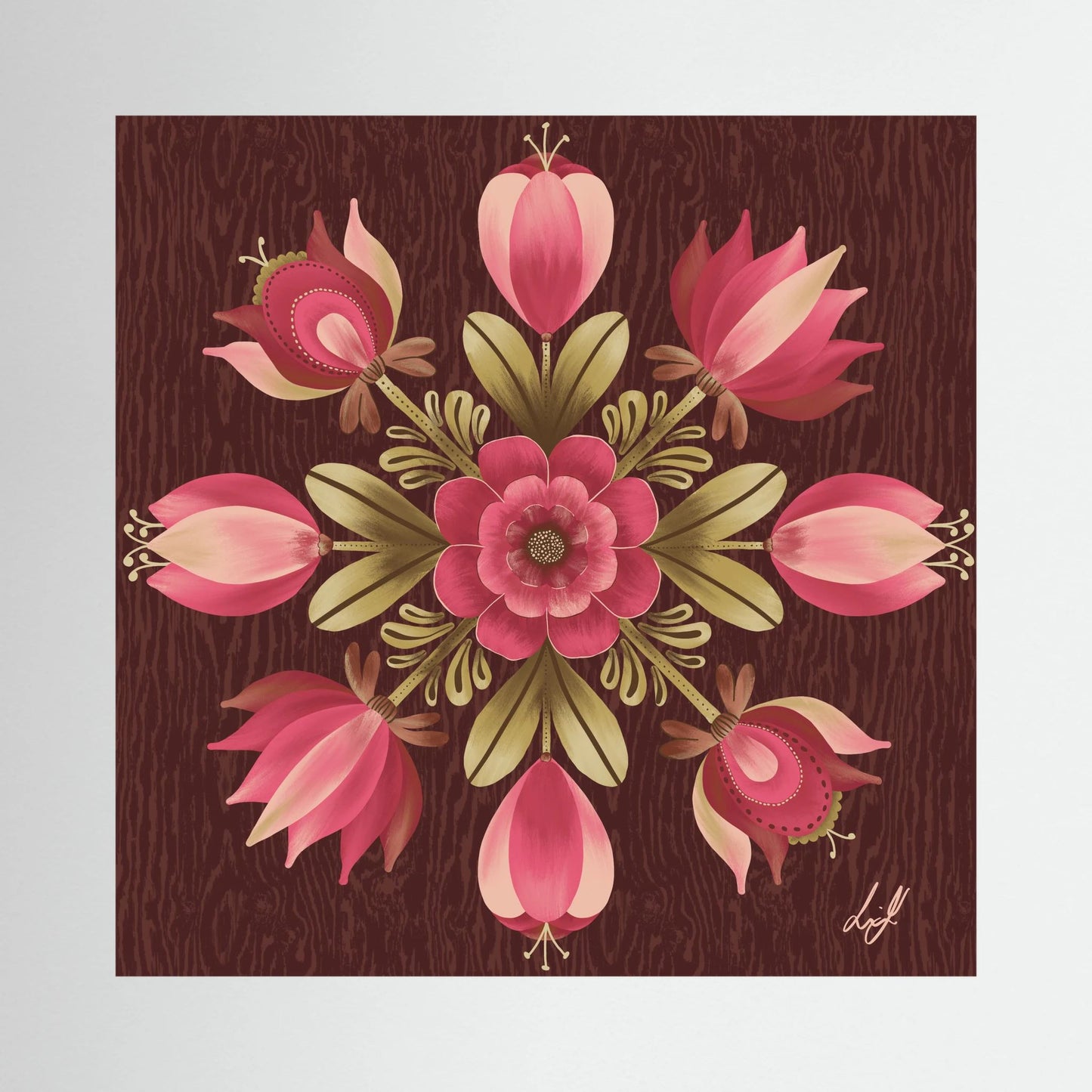 Folk Art Wooden Box - Fine Art Paper Print