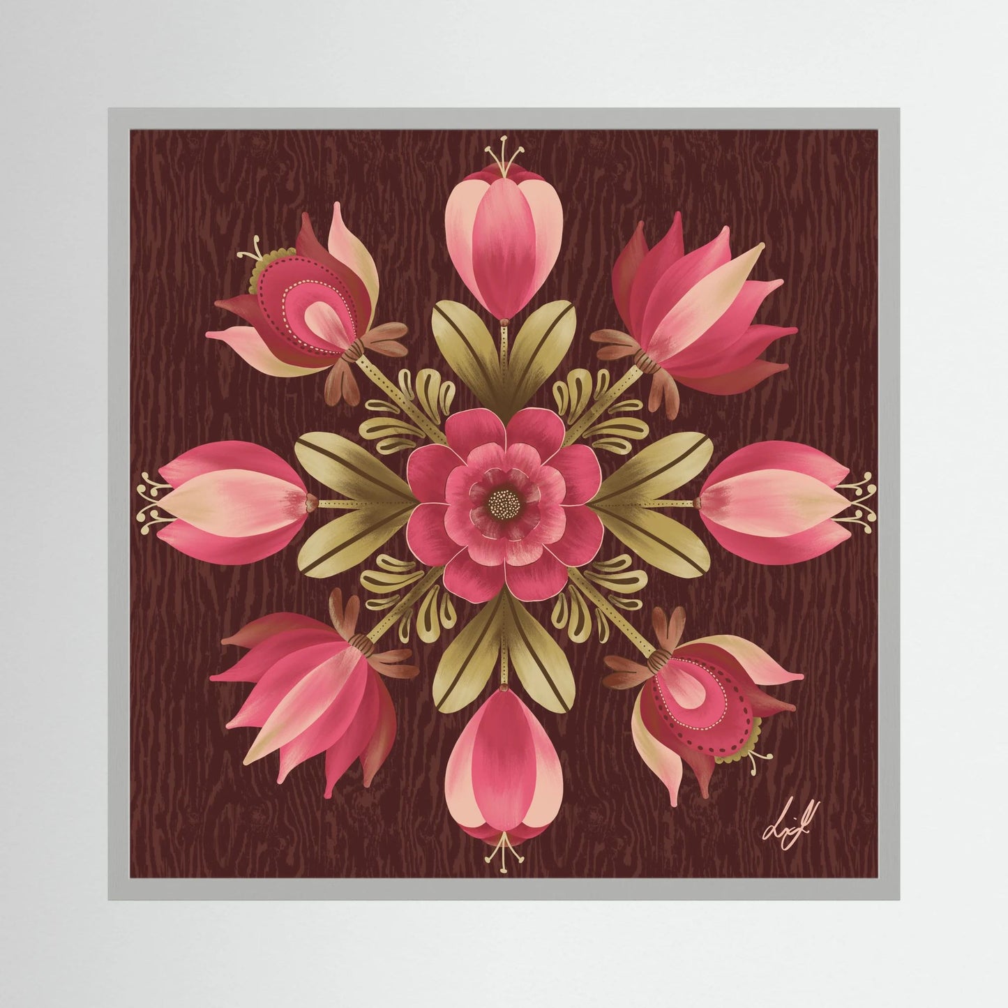 Folk Art Wooden Box - Fine Art Paper Print