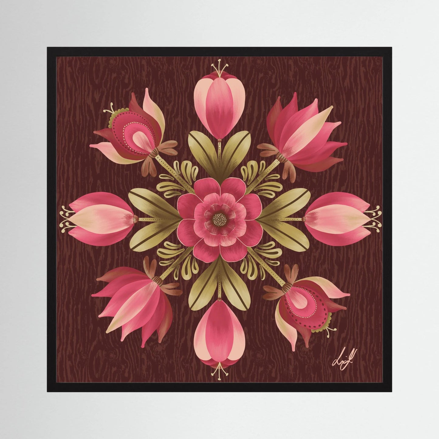 Folk Art Wooden Box - Fine Art Paper Print