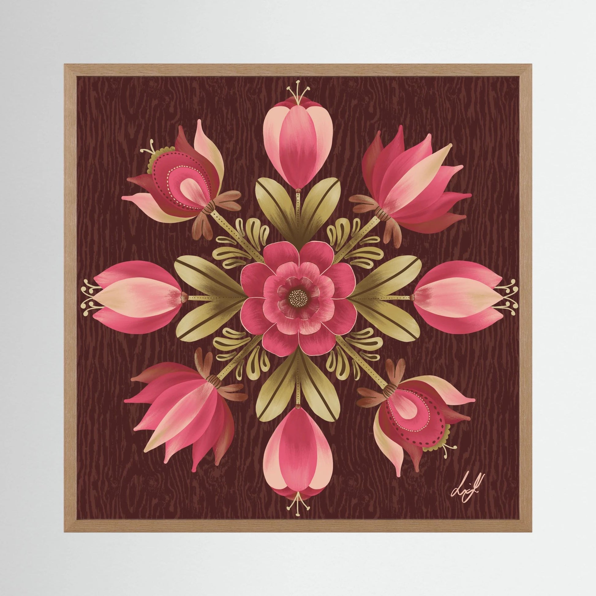 Folk Art Wooden Box - Fine Art Paper Print