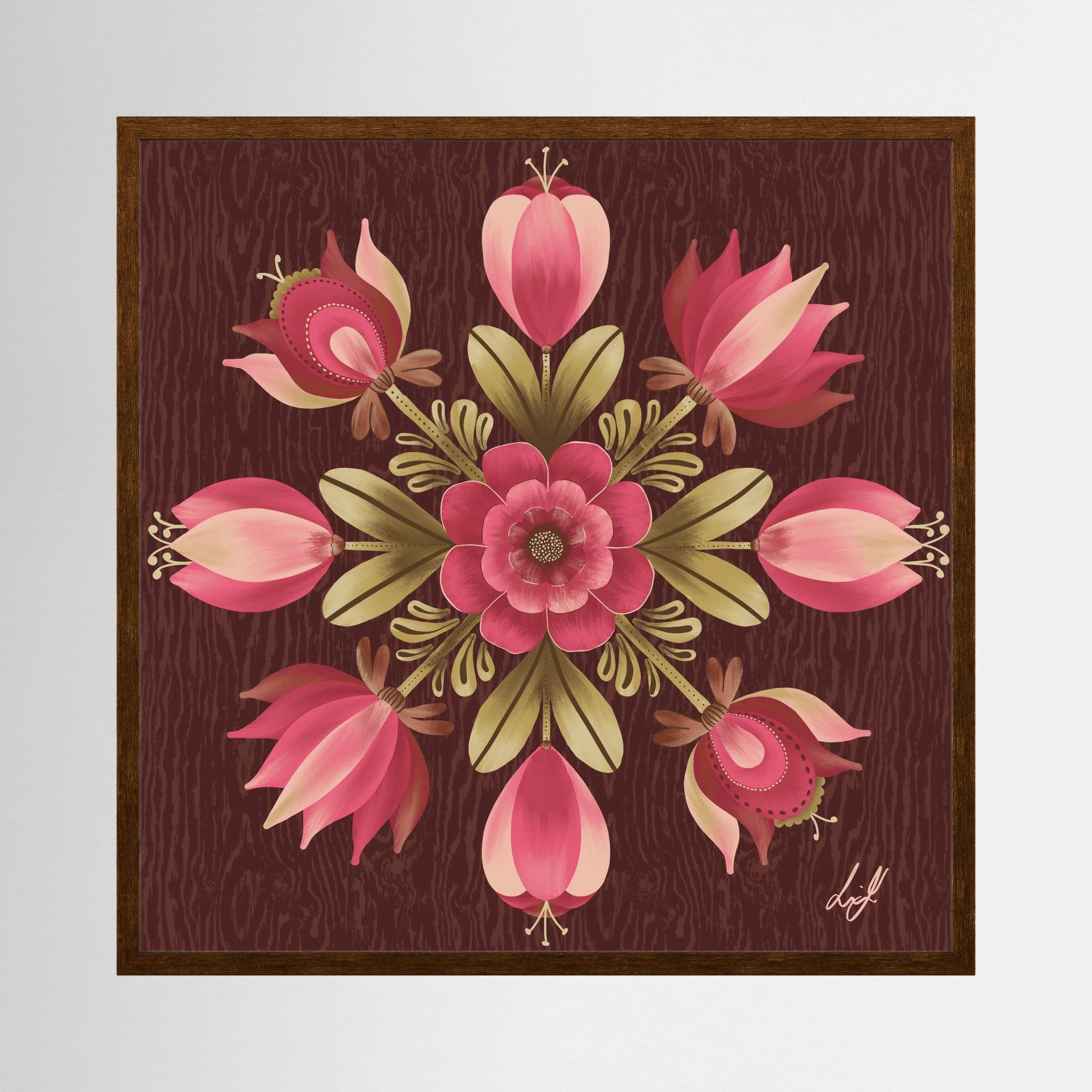 Folk Art Wooden Box - Fine Art Paper Print