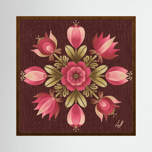 Folk Art Wooden Box - Fine Art Paper Print
