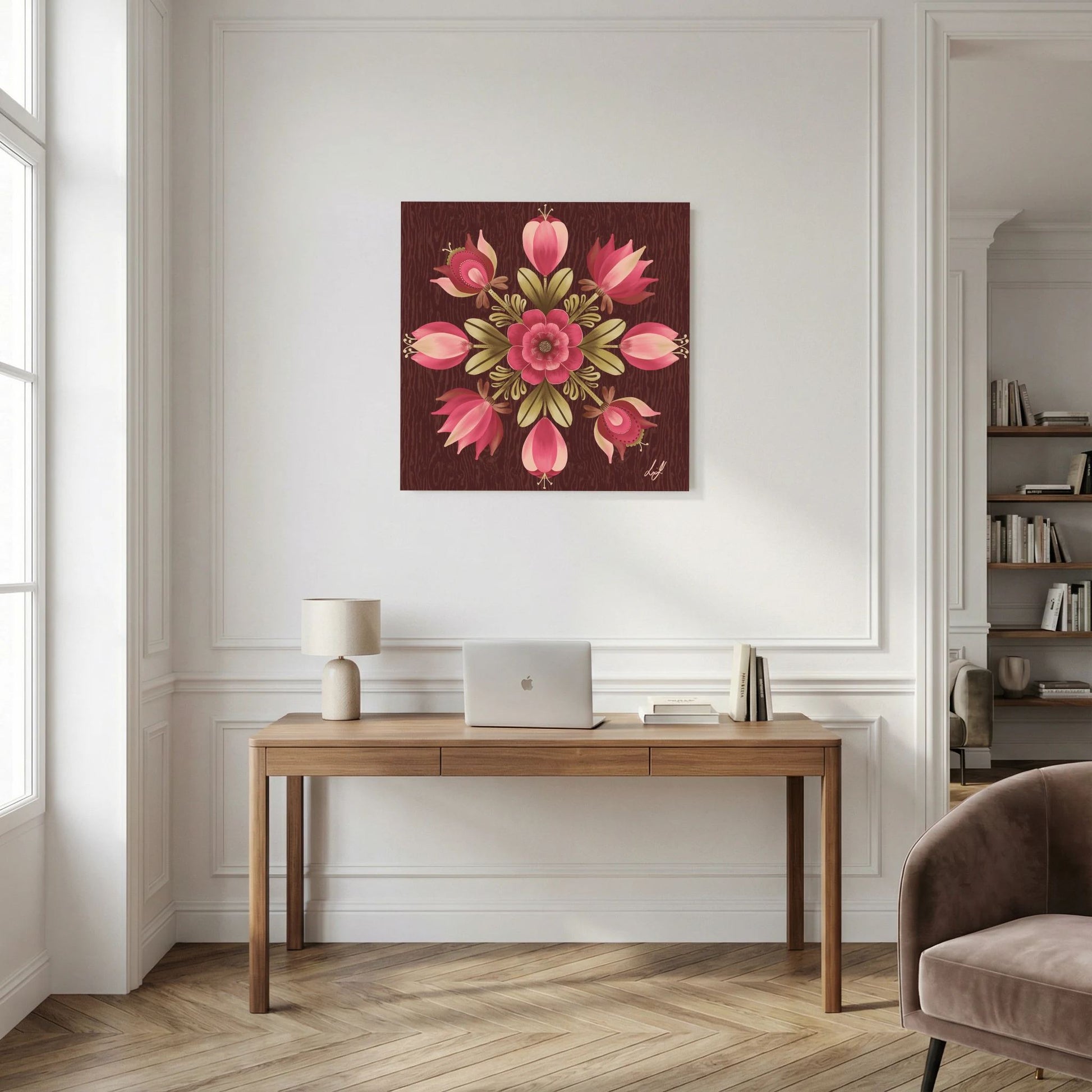 Folk Art Wooden Box - Fine Art Paper Print