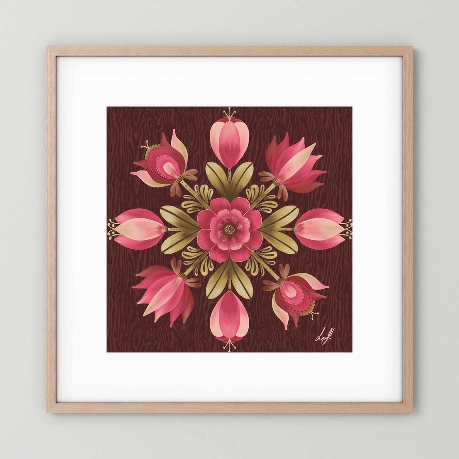 Folk Art Wooden Box - Fine Art Paper Print