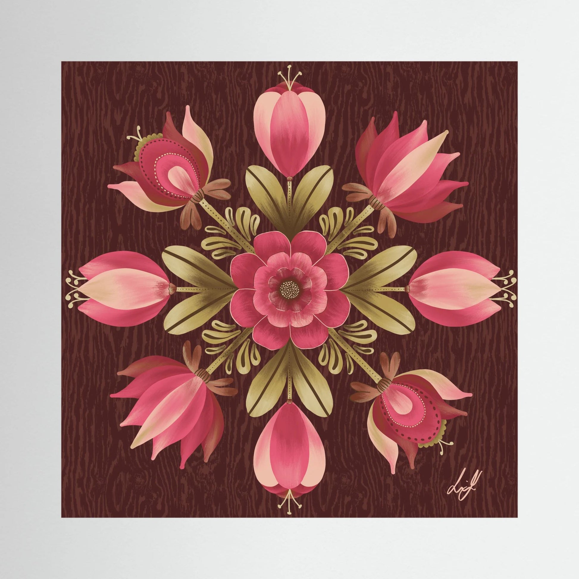 Folk Art Wooden Box - Fine Art Paper Print
