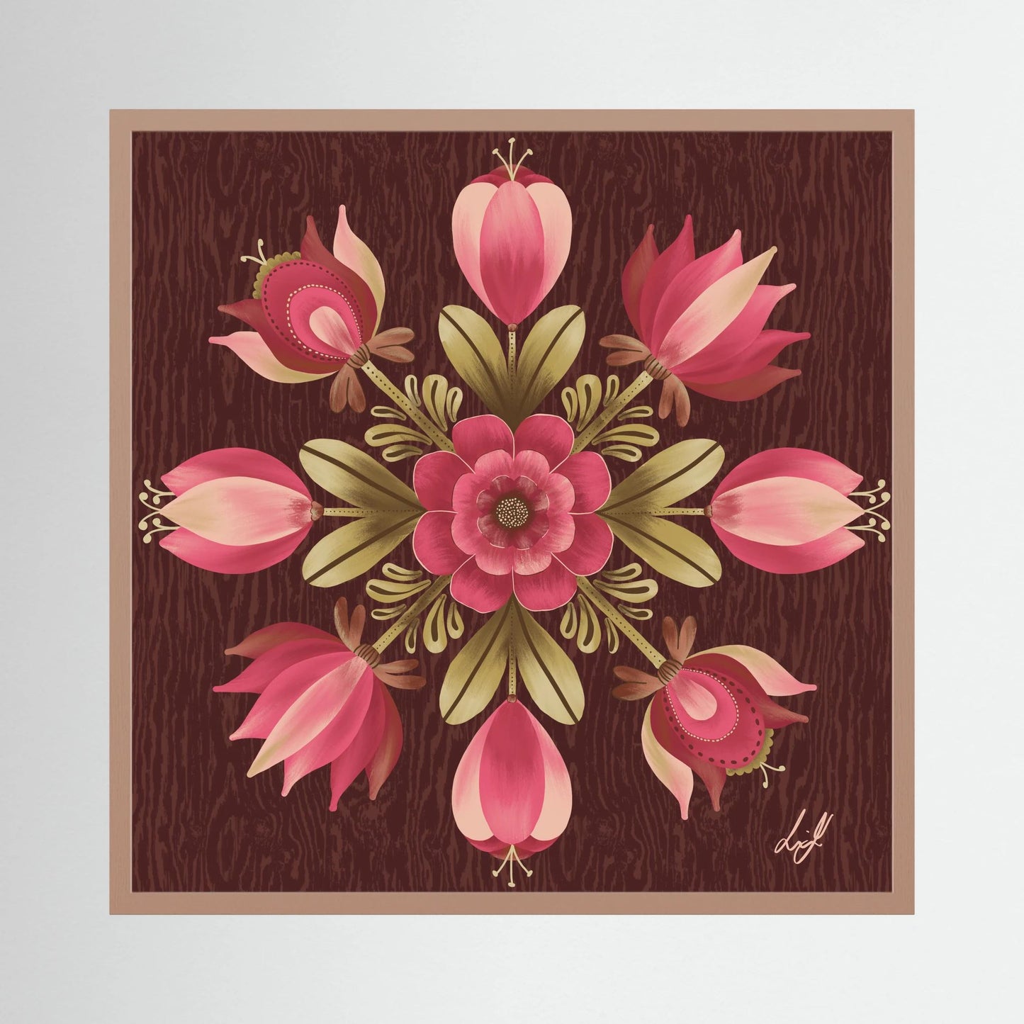 Folk Art Wooden Box - Fine Art Paper Print