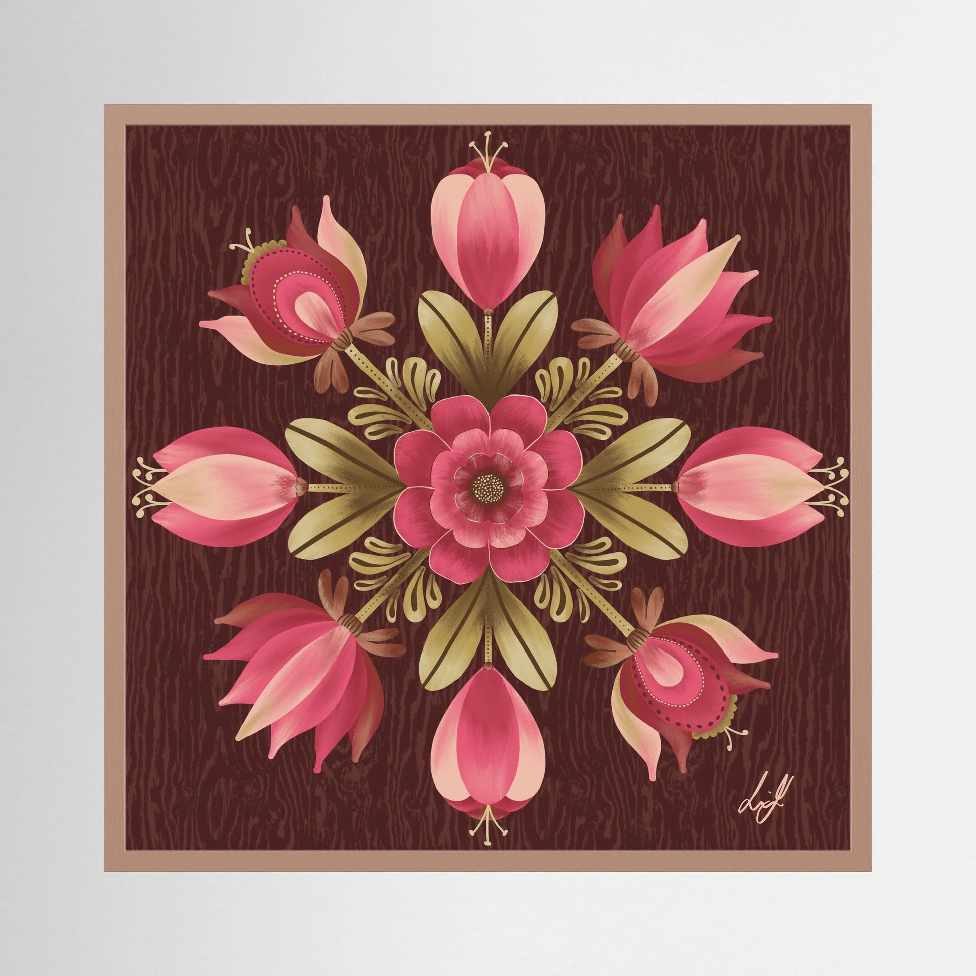 Folk Art Wooden Box - Fine Art Paper Print