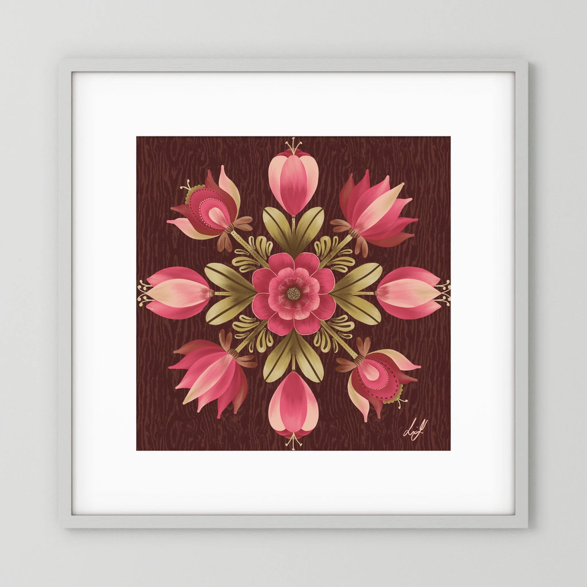Folk Art Wooden Box - Fine Art Paper Print