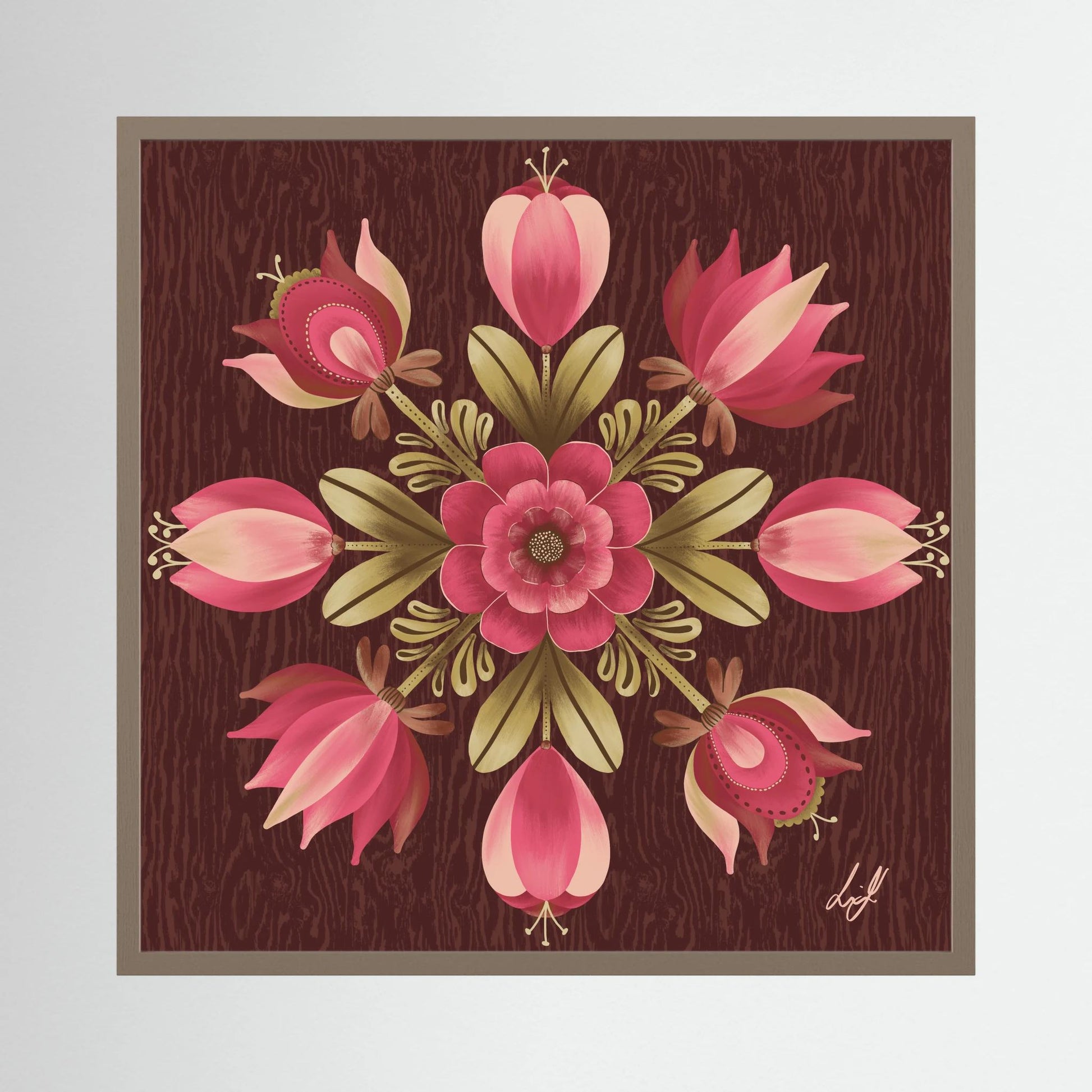 Folk Art Wooden Box - Fine Art Paper Print