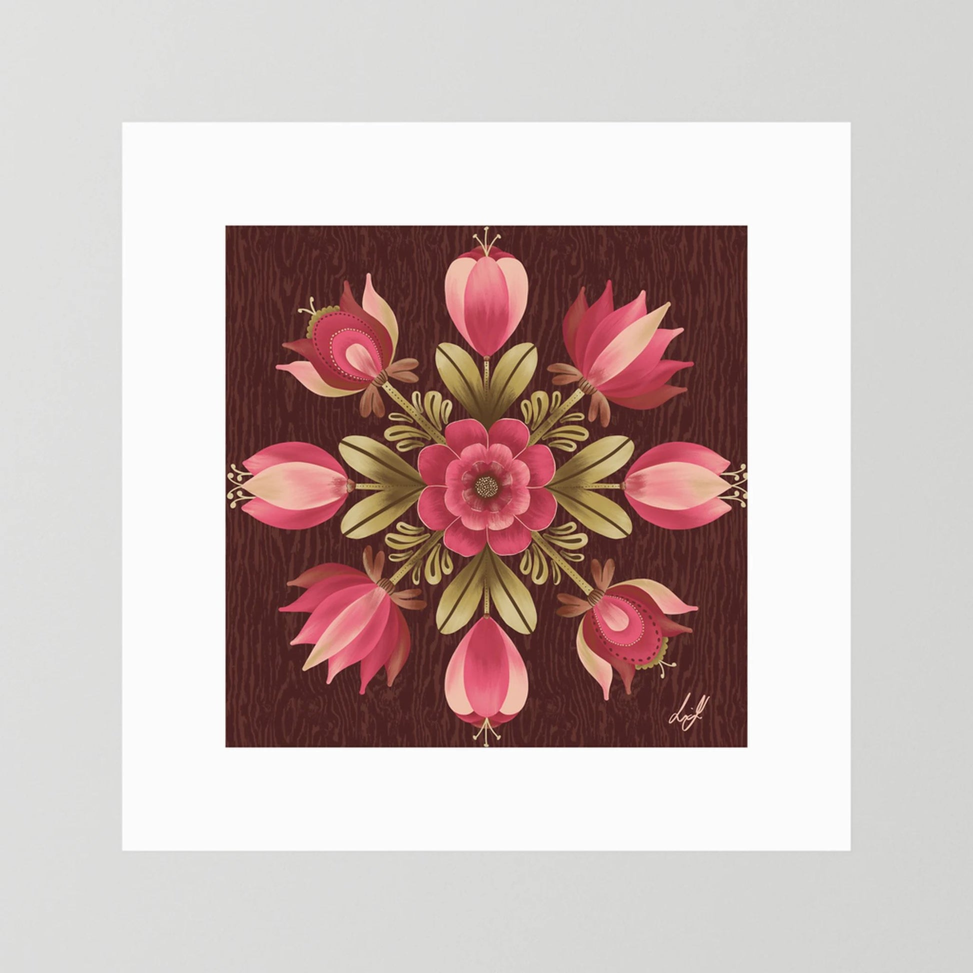 Folk Art Wooden Box - Fine Art Paper Print