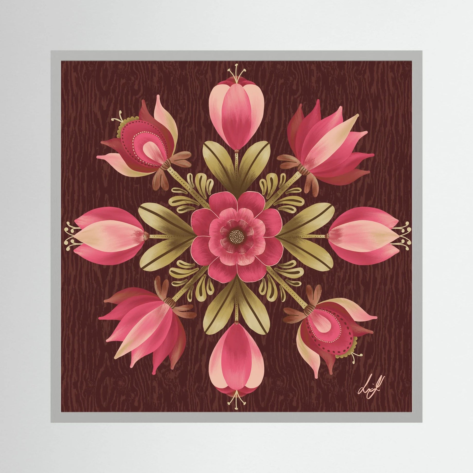 Folk Art Wooden Box - Fine Art Paper Print